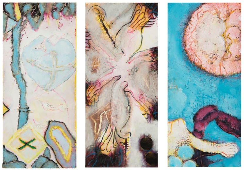 William Scharf (b. 1927) To Bonnard, The Painter's Terrace, Flowering Phoenix, Hour Rite (From left to right), 2004, 2004, 2001 (From left to right)