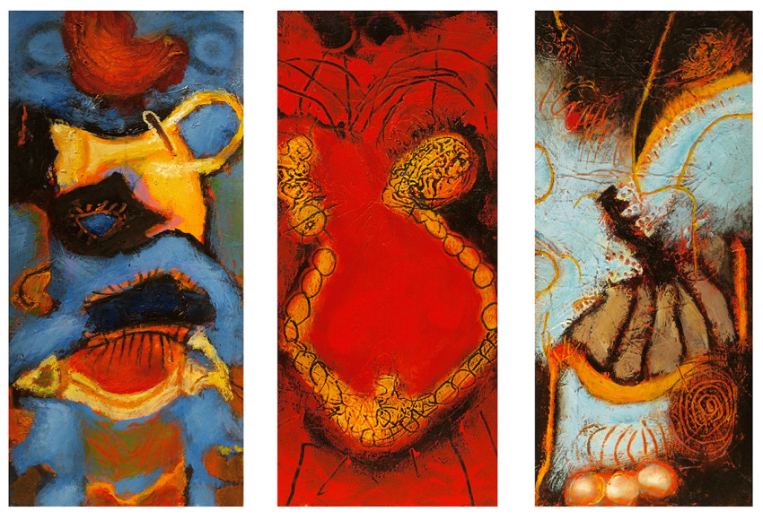 William Scharf, The Postman's Message, Angel Anchor, Torso of the Furnace (From left to right), 2001, 2005, 2006 (From left to right)