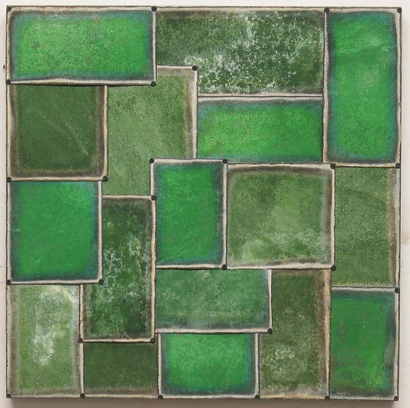 Nathan Slate Joseph, Cut Green, 2003, Pure color pigment on galvanized steel, 24 x 24"