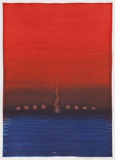 Sohan Qadri, Padma IV, Inkn and dye on paper, 55 x 39 inches