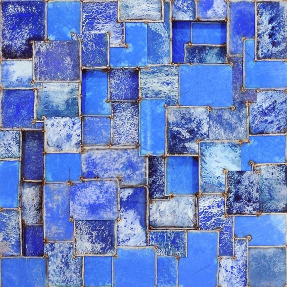 Chichen Time Blue, 2011, pure pigment on steel, 48 x 48 inches