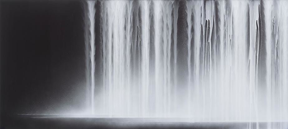 Hiroshi Senju, Falling Water, 2013, Acrylic and fluorescent pigments on Japanese mulberry paper, 66 1/8 x 146 1/2 inches &copy; 2013 Hiroshi Senju