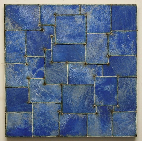 Nathan Slate Joseph,  Blue Moe , 2005, Pure color pigment on galvanized steel, 36 x 36&quot;