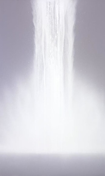 Waterfall 2009 Fluorescent pigment on mulberry paper mounted on board 76.4 x 38.5"