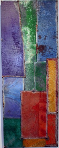 Nathan Slate Joseph,  Vertical Man I , 2006, Pure pigment on galvanized steel, 40 x 15 x 2&quot;