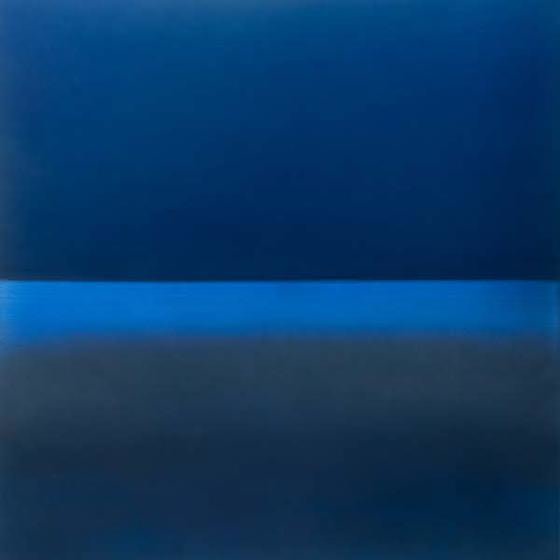 , Miya Ando, Evening Indigo, 2015, Urethane, pigment and resin on aluminum, 36 x 36 inches/92 x 92 cm