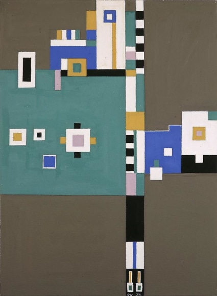 Charmion von Wiegand, Gouache #88: Southern Sanctuary, 1958, gouache, graphite and chalk on paper, 20 x 14 inches