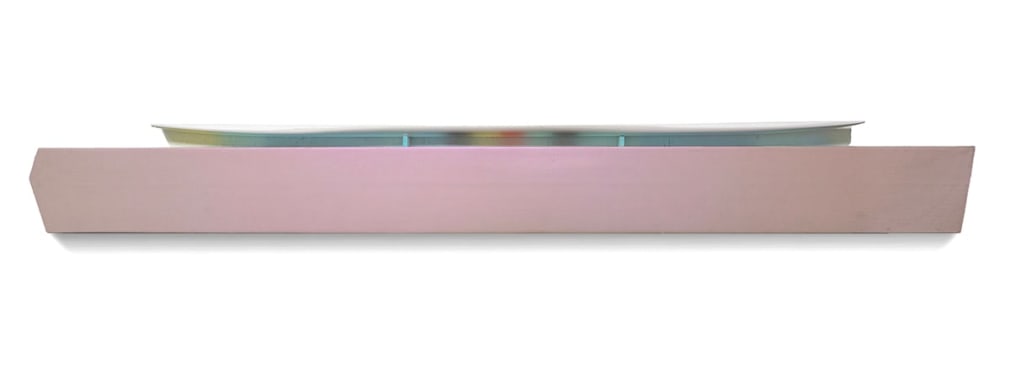 Robert Yasuda, Verge, 2022, acrylic on fabric on wood, 17.8 x 154.9 centimeters (7 x 61 inches)