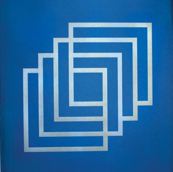 Lulwah Al-Homoud, The Infinite Cube (blue), silkscreen on paper, 46.8 x 35.6 inches inches