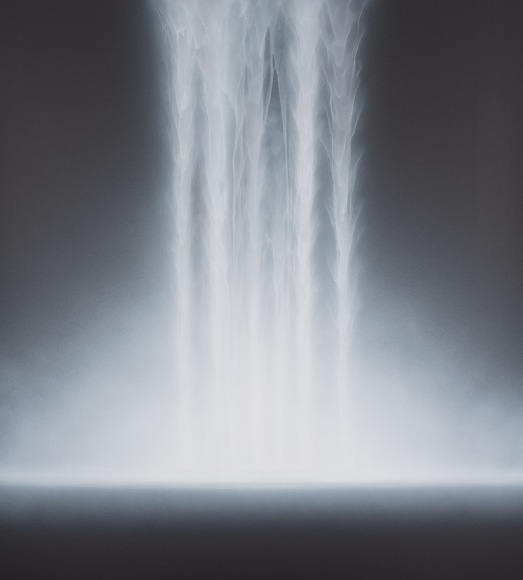 Hiroshi Senju, Waterfall, 2018, acrylic and natural pigments on Japanese mulberry paper, 55.1 x 50 inches/140 x 127 cm