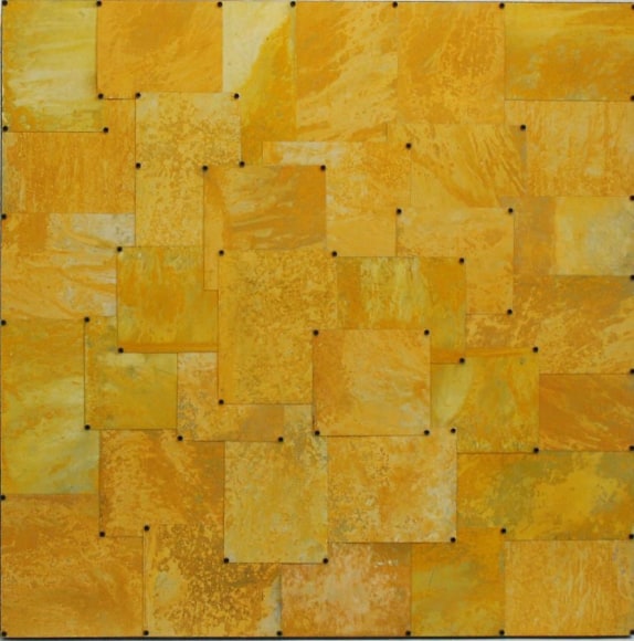 Nathan Slate Joseph, Untitled (yellow), 2010, Pure pigment on steel, 36 x 36"