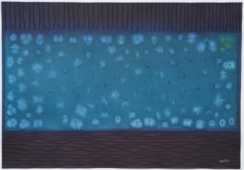 Sohan Qadri, Pranaya II, 2008, ink and dye on paper, 27 x 39 inches/68.5 x 99 cm