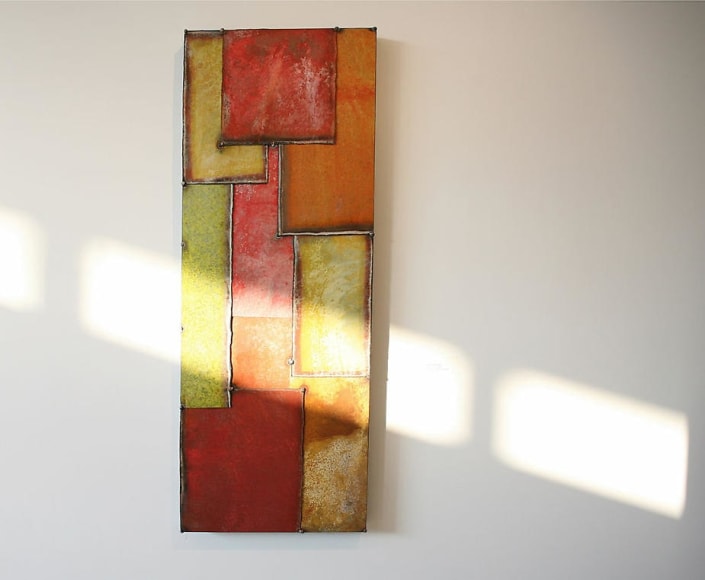 Vertical Man III, 2006, Pure pigment on galvanized steel, 40x15"