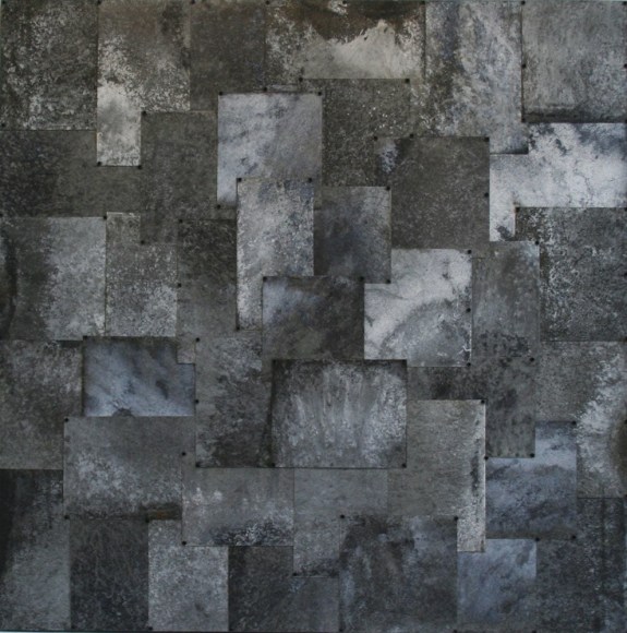 Nathan Slate Joseph, GURUYAMA (gray), 2010, pure pigment on galvanized steel, 114.3 x 114.3 cm (45 x 45 inches)