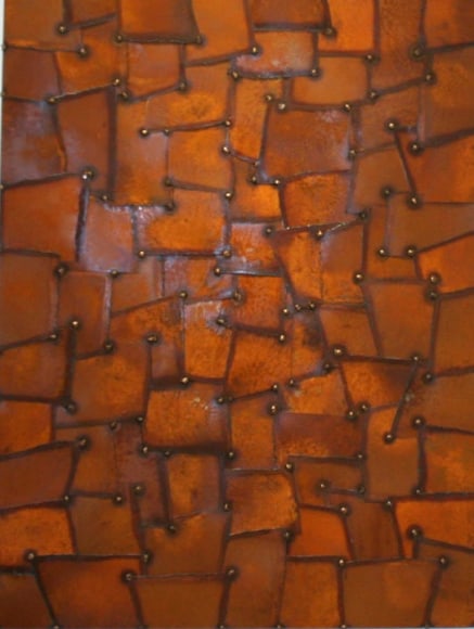 Nathan Slate Joseph,  Rujistan Earth Suite , 2006, Natural oxidation on galvanized steel, 48 x 36 x 2&quot;