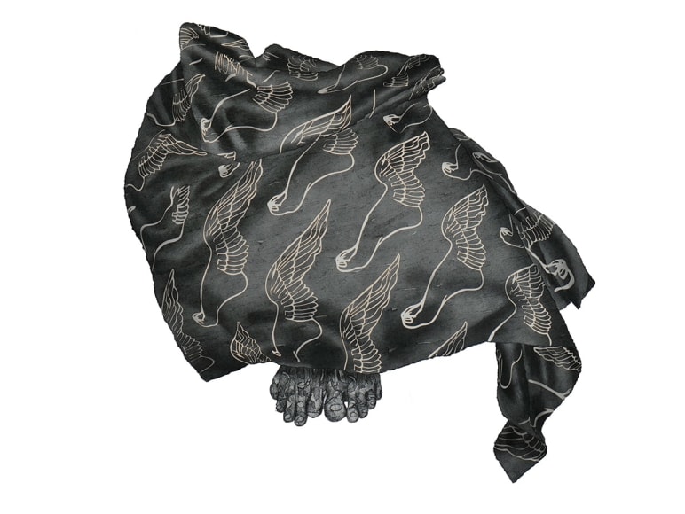 Nadiah Bamadhaj, Moving Above Realms, 2024, charcoal on paper collage, 102 x 100 cm (40.2 x 39.4 inches)