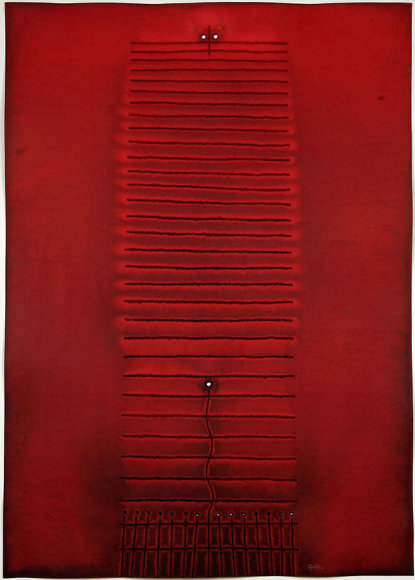 Kama III, 2007, Ink and dye on paper, 55 x 39"