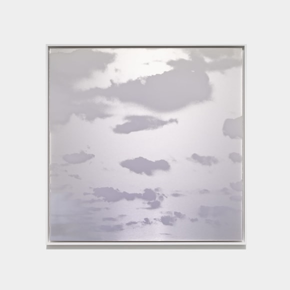 Miya Ando, Yuugure (Evening) Cloud New York City November 18 2022 4:20 PM NYC, 2022, ink, mica, pure micronized silver, resin &amp; urethane on aluminum composite, 127 x 127 cm (50 x 50 inches)