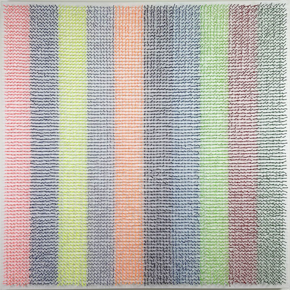 Osi Audi, Goosebumps 5, 2023, yarn on canvas, 116.9 x 116.9 x 6.4 cm (46 x 46 x 2.5 inches)