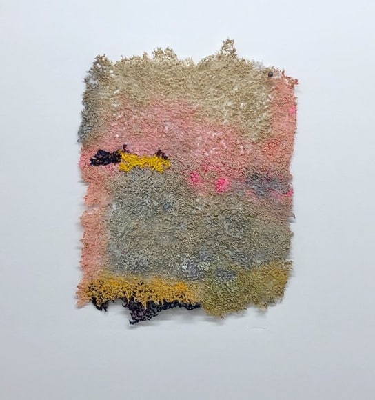 Neha Vedpathak, Dawn, Yet Again, 2019, plucked Japanese handmade paper, acrylic paint, thread