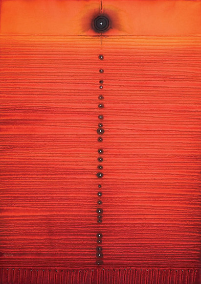 Sohan Qadri,  Prana VII , 2008, Ink and dye on paper, 55 x 39&quot;