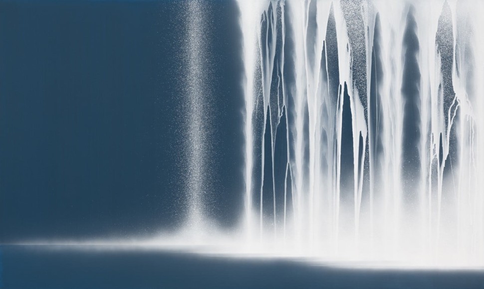 Hiroshi Senju, Waterfall, 2024, pigments on Japanese mulberry paper mounted on board, 97 x 162 cm (38.2 x 63.8 inches)