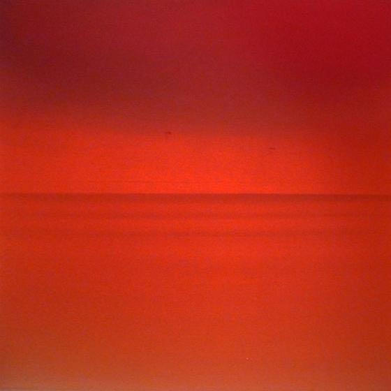 , Miya Ando, Ephemeral Deep Red, 2014, dye, pigment, lacquer, resin on aluminum, 36 x 36 inches/91.4 x 91.4 cm
