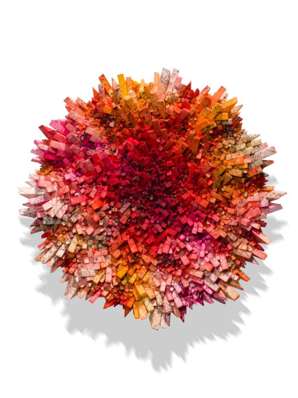 Chun Kwang Young, Aggregation 24 - FE013 (Star 2), 2024, mixed media with Korean mulberry paper, 100 cm tondo (39.4 inches)