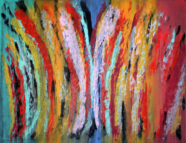 Maikal Yellow, 2007, Mixed media on Arches paper, 20 x 26&quot;