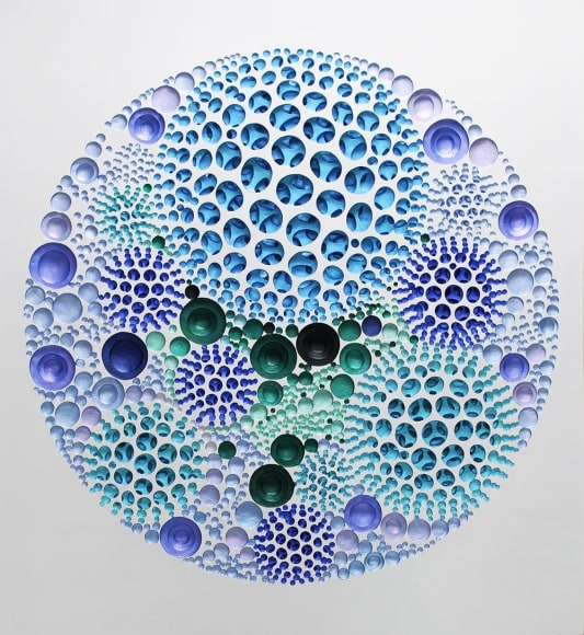 Kim Jaeil, Vestige (circular space-green), 2018, acrylic on fiberglass resin