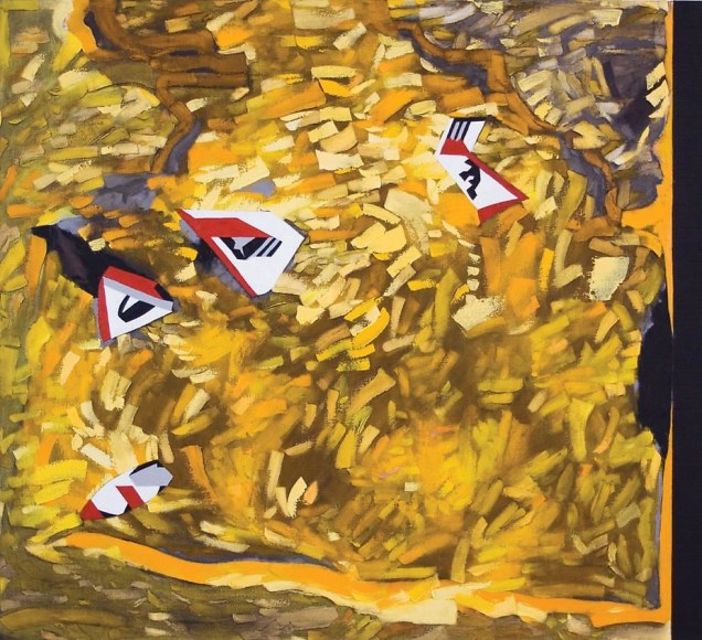 Against the Grain, 2011, oil on linen, 40 x 44 inches