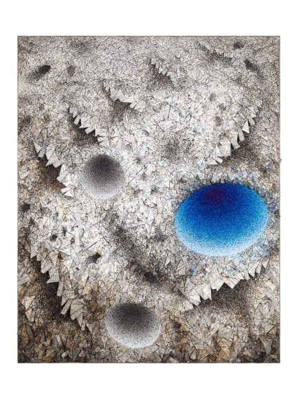Chun Kwang Young, Aggregation 23 - SE112, 2023, mixed media with Korean mulberry paper, 229 x 183 cm (90.2 x 72 inches)