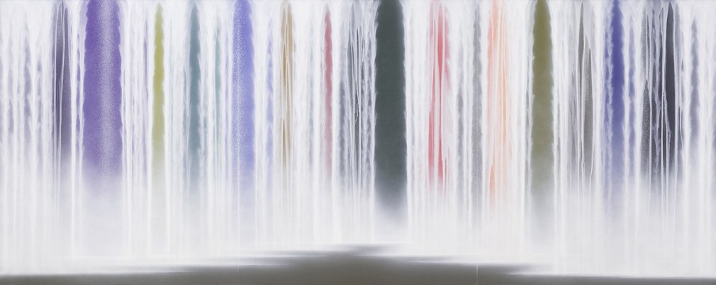Hiroshi Senju, Waterfall on Colors, 2023-2025, pigments on Japanese mulberry paper mounted on board
