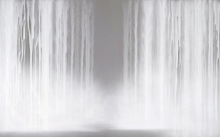 Waterfall 2009 Fluorescent pigment on mulberry paper mounted on board 89.5 x 143.1"