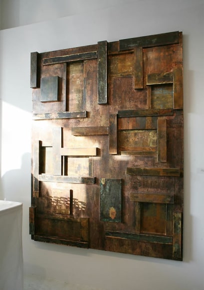 Urban Series IV,  2007 Goldleaf on galvanized steel, 60 x 80"