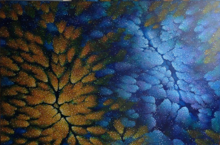 Hosook Kang, Beyond Blue II, 2013, acrylic on canvas, 203.2 x 304.8 cm (80 x 120 inches)