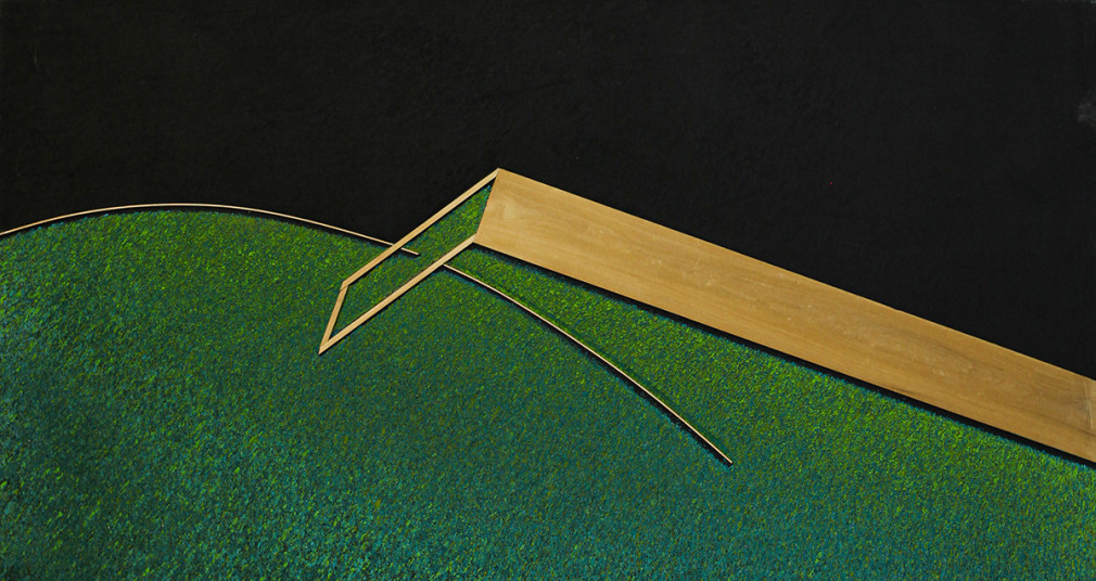 Lee Waisler, Green Plank, 2021, mixed media on canvas, 106.7 x 198.1 cm (42 x 78 inches)