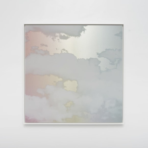 Miya Ando, Saiun (Iridescent Cloud) January 2 2022 Bolinas 7:42 AM, 2022, ink on aluminum composite, 126 x 126 cm (49.5 x 49.5 inches)