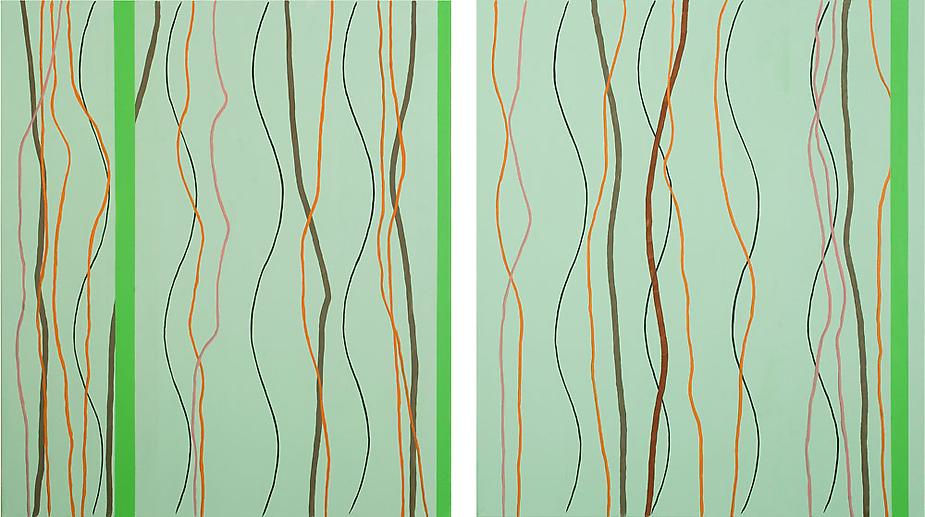 One-Two, 2010, acrylic on canvas, Diptych 30 x 26 inches (54 inches overall)