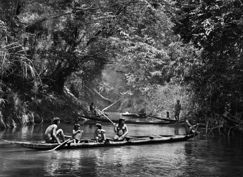 Sebasti&atilde;o Salgado, Fishing using timb&oacute; (Derris ell&iacute;ptica), Pret&atilde;o stream, Suruwah&aacute; Indigenous Territory, state of Amazonas, Brazil, 2017, gelatin silver print, 91.4 x 127 cm (36 x 50 inches)