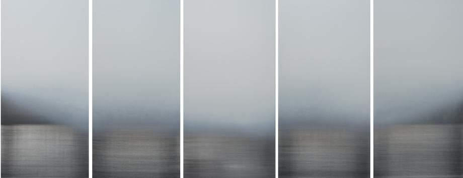 , Hamon Polyptych, 2016, urethane on aluminum, 48 x 120 inches/122 x 305 cm