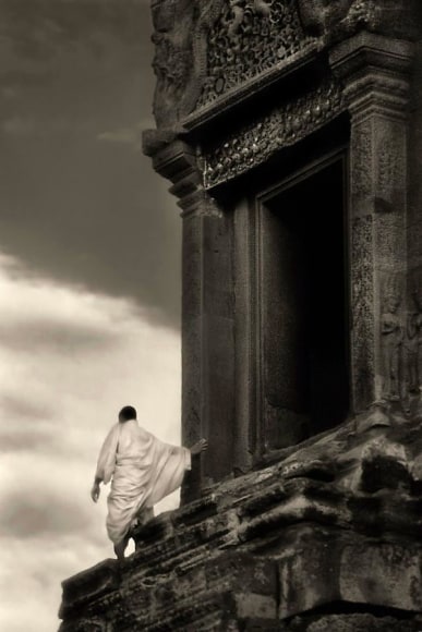 "Monk in the Wind, Angkor Wat", Archival Pigment Print, 30 x 20"