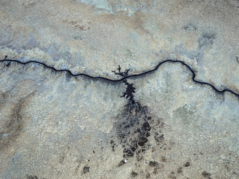 Edward Burtynsky, Salt Encrustations #3, Lake Magadi, Kenya, 2017, pigment inkjet print on Kodak Professional Photo Paper, 148.6 x 198.1 cm (58.5 x 78 inches)