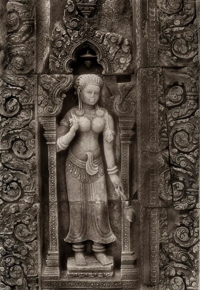 "Aspara Carving, Banteay Srei", Silver Gelatin Print, 20 x 16"