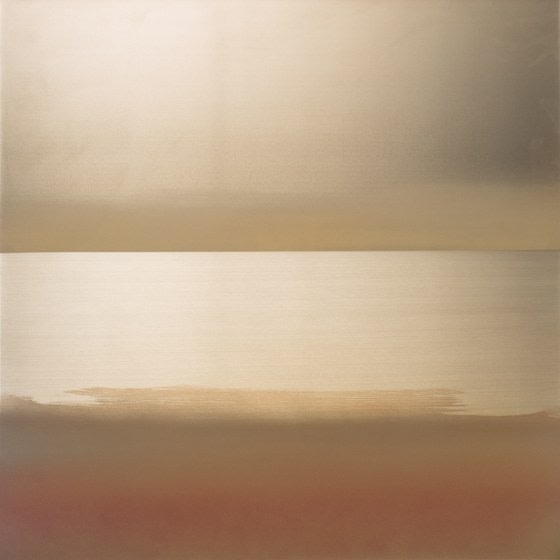 , Natsu Summer Yellow Orange, 2016, pigment, urethane and resin on aluminum, 36 x 36 inches/91.5 x 91.5 cm