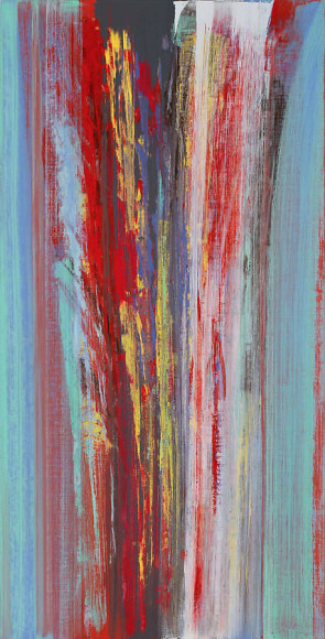 Waters and Fires at Benares, 2008, Acrylic on linen, 60.25 x 30.25&quot;
