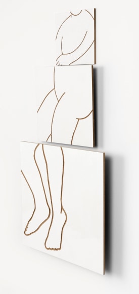 Susan Weil, Sitting in Space, 2017, engraved panels, 96.5 x 45.7 x 8.9 cm (38 x 18 x 3.5 inches)