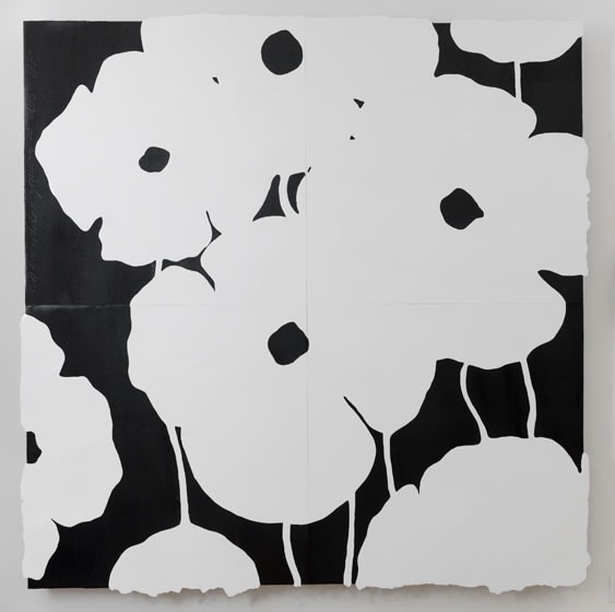 Donald Sultan, Black and Whites Jan 20 2015, 2015, enamel, tar &amp; spackle on tile over masonite, 243.8 x 243.8 cm (96 x 96 inches)