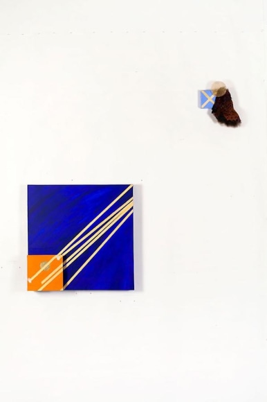 Five Gold Lines (Homage to Giotto), 2009, mixed media on canvas, 49 x 49 inches