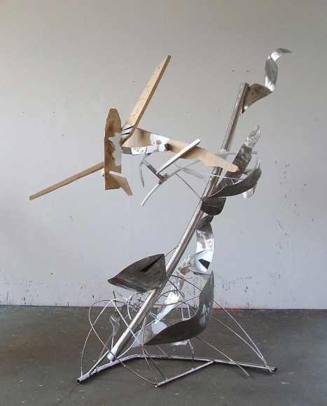 Shake It And Break It, 2010, stainless steel, wood, industrial paint, 87"H x 68"L x 46 1/4"W